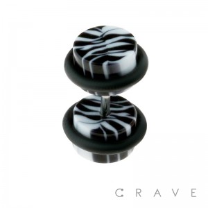ZEBRA PRINT ACRYLIC FAKE PLUG W/ O-RINGS