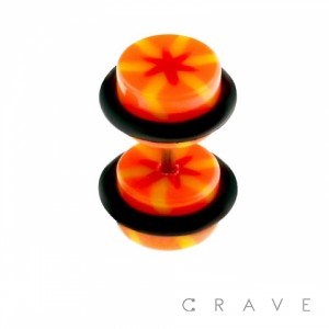 STAR FLOWER ACRYLIC FAKE PLUG W/ O-RINGS