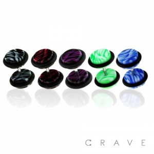 TIGER PRINT ACRYLIC FAKE PLUG W/ O-RINGS