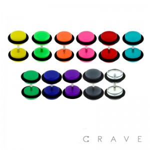 SOLID NEON ACRYLIC FAKE PLUG W/ O-RINGS