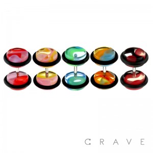 GLASS MARBLE ACRYLIC FAKE PLUG W/ O-RINGS