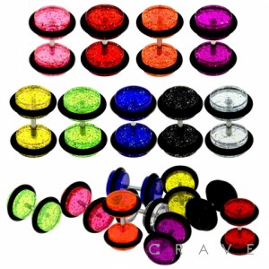 GLITTER ACRYLIC FAKE PLUG W/ O-RINGS