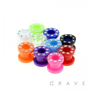 ACRYLIC MULTI GEMMED RIM SCREW FIT TUNNEL PLUGS