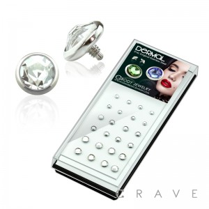 24PCS OF 316L SURGICAL STEEL ASSORTED DOME FLAT BOTTOM CLEAR GEM SET DERMAL TOP PACKAGE(TOP PART ONLY)