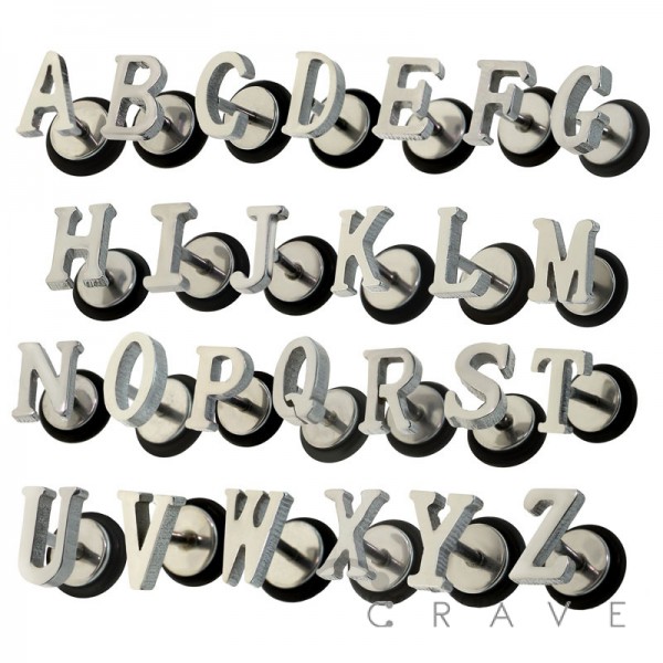 26PCS OF 316L SURGICAL STEEL FAKE PLUG W/ ALPHABET LETTERS A TO Z