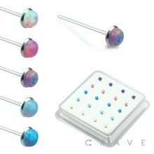 20PCS OF VIBRANT COLORED OPAL PRESS FIT 925 STERLING SILVER NOSE PIN PACKAGE