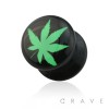 GREEN MARIJUANA PRINT TOP BLACK ACRYLIC SCREW FIT PLUG