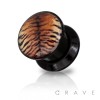 TIGER PRINT TOP BLACK ACRYLIC SCREW FIT PLUG