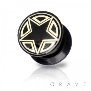 TRIBAL STAR LOGO PRINT TOP BLACK ACRYLIC SCREW FIT PLUG