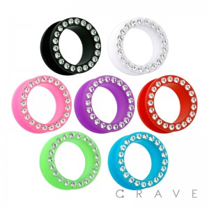 ACRYLIC SCREW FIT TUNNEL WITH CRYSTAL PAVED RIM