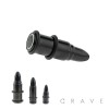 BLACK PVD 316L SURGICAL STEEL BULLET PLUG WITH O-RINGS