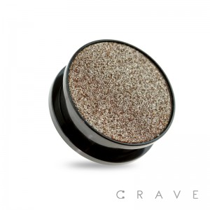 BLACK PVD BROWN SAND BLAST TOP 316L SURGICAL STEEL SCREW FIT PLUG