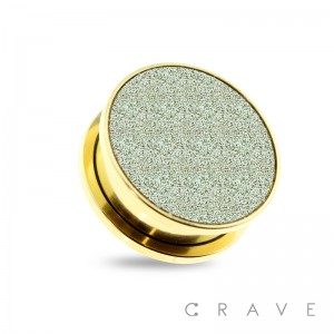 GOLD PLATED SAND BLAST TOP 316L SURGICAL STEEL SCREW FIT PLUG