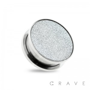 SILVER SAND BLAST TOP 316L SURGICAL STEEL SCREW FIT PLUG