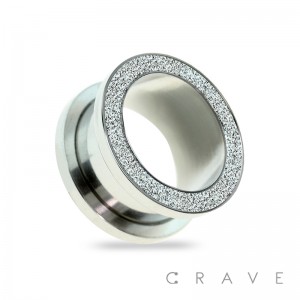 SILVER SAND BLAST TOP 316L SURGICAL STEEL SCREW FIT TUNNEL