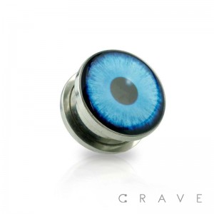 HAMSA EVIL EYE PRINT 316L SURGICAL STEEL SCREW FIT PLUG