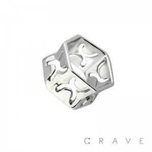 316L Surgical Steel "X" Patterned Hexagon Saddle Tunnel