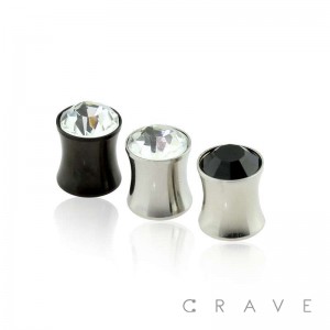 CZ HOLLOW 316L SURGICAL STEEL SADDLE PLUGS