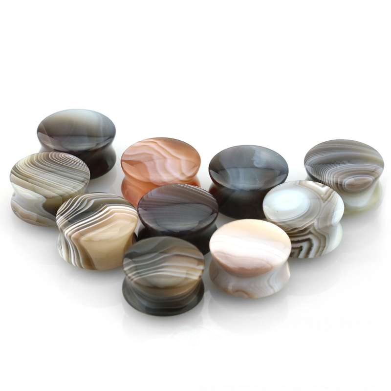 ORGANIC BOTSWANA AGATE STONE SADDLE PLUGS