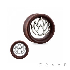 HOLLOW ORGANIC SONO WOOD WITH TRIBAL LOTUS DANGLE SADDLE PLUG