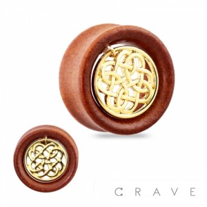 HOLLOW ORGANIC SONO WOOD WITH CELTIC DESIGNED DANGLE SADDLE PLUG