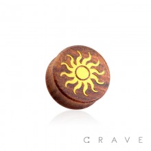 DOUBLE FLARED BEECH WOOD SADDLE PLUG WITH GOLD TRIBAL SUN FRONT (SUMMER)
