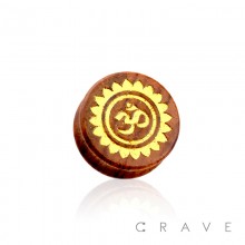 DOUBLE FLARED BEECH WOOD SADDLE PLUG WITH GOLD OM SYMBOL FRONT