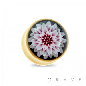 LOTUS FLOWER PRINT ORGANIC WOOD SADDLE PLUG