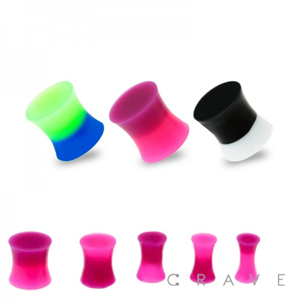 ULTRA FLEXIBLE SILICONE DOUBLE FLARED TWO-TONE TUNNEL PLUG