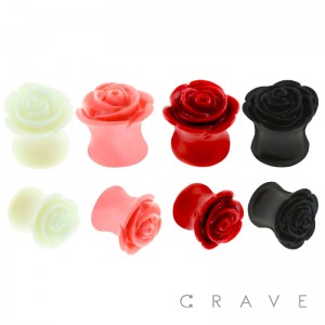 SOLID ACRYLIC CARVED ROSE SADDLE PLUG