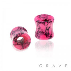 FUCHSIA HOLLOW TUNNEL SEMI PRECIOUS HOWLITE STONE SADDLE PLUG