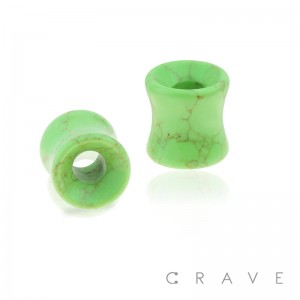 GREEN HOLLOW TUNNEL SEMI PRECIOUS HOWLITE STONE SADDLE PLUG