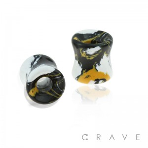 MULTI TONE HOLLOW TUNNEL SEMI PRECIOUS HOWLITE STONE SADDLE PLUG
