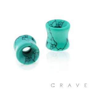 TEAL HOLLOW TUNNEL SEMI PRECIOUS HOWLITE STONE SADDLE PLUG