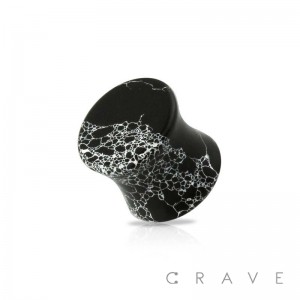 BLACK AGATE SEMI PRECIOUS STONE SOLID SADDLE PLUGS