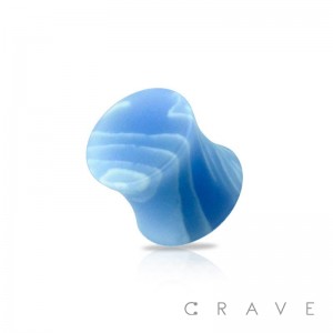 LIGHT BLUE AGATE SEMI PRECIOUS STONE SOLID SADDLE PLUGS