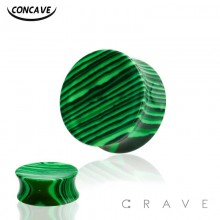 SOLID CONCAVE GREEN AND BLACK AGATE STONE SADDLE PLUG