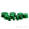 SOLID CONCAVE GREEN AND BLACK AGATE STONE SADDLE PLUG