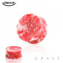 SOLID CONCAVE RED AGATE STONE SADDLE PLUG