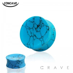 SOLID CONCAVE TURQUOISE HOWLITE STONE SADDLE PLUG