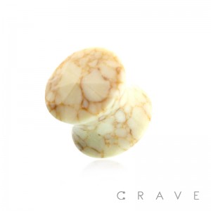 BEIGE FACETED SEMI PRECIOUS STONE DOUBLE FLARED PLUG
