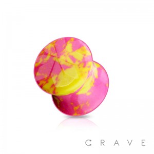 HOT PINK FACETED SEMI PRECIOUS STONE DOUBLE FLARED PLUG