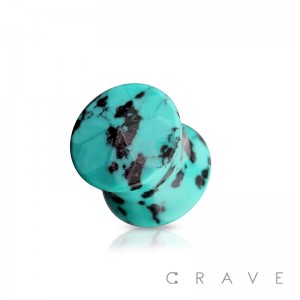 TEAL FACETED SEMI PRECIOUS STONE DOUBLE FLARED PLUG