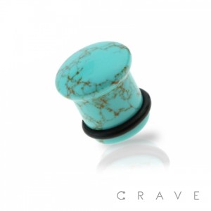 SEMI PRECIOUS TURQOUISE STONE SINGLE FLARE PLUG WITH O-RING