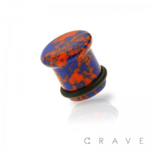 SEMI PRECIOUS SWIRL MARBLE STONE SINGLE FLARE PLUG WITH O-RING