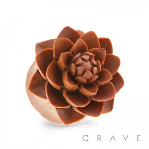 HANDCARVED ORGANIC SABA WOOD LOTUS FLOWER SADDLE FIT PLUG
