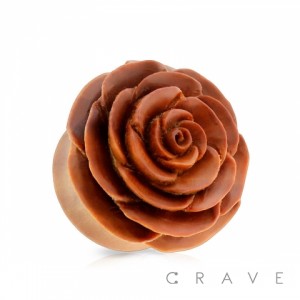 HANDCARVED ORGANIC SABA WOOD FULL BLOOM ROSEBUD SADDLE FIT PLUG (FLOWER)