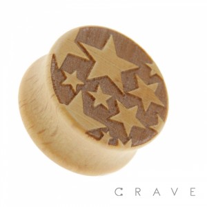 "Multi Star" Organic Wood Saddle Fit Double Flared Plug