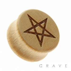 "Star" Engraved Organic Wood Saddle Fit Plug