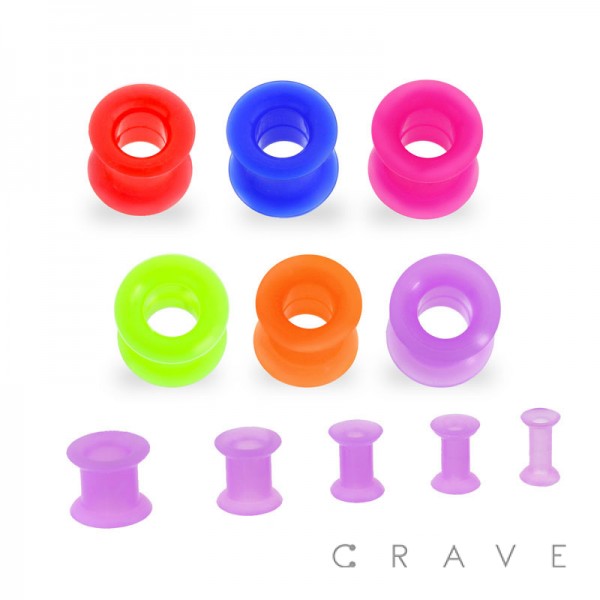 BASIC SIZE FLEXIBLE SILICONE DOUBLE FLARED VIBRANT COLOR TUNNEL PLUG